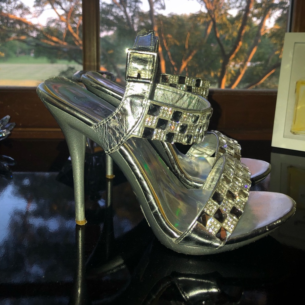 Silver Rhinestone Heels - Picture 2 of 4